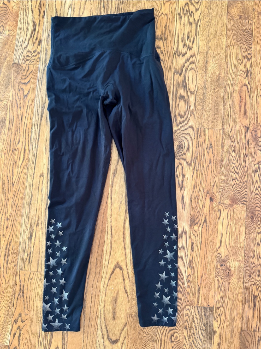 SPANX Black Leggings with Silver Star Accents - large